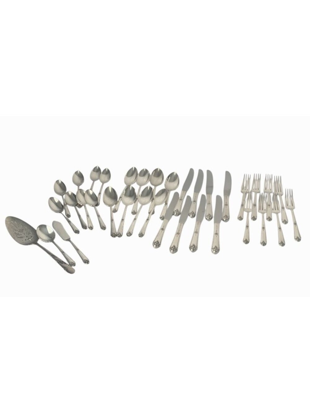 Oneida Tudor Plate Sweet Briar 1948 Silverplate Flatware 35 Pieces Service For 8